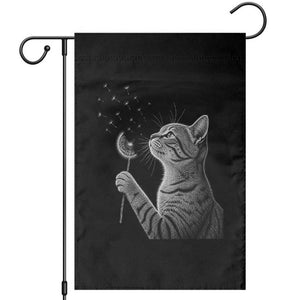 Cat Blowing Dandelion Garden Flag Kitten Making A Wish Nature Art TS11 Black Print Your Wear