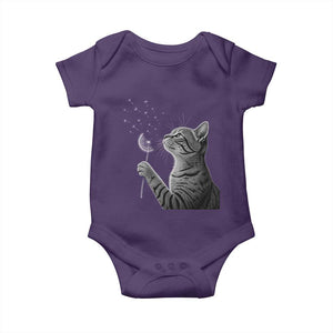 Cat Blowing Dandelion Baby Onesie Kitten Making A Wish Nature Art TS11 Purple Print Your Wear