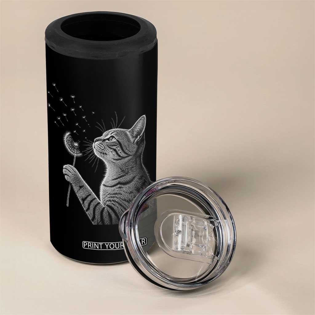 Cat Blowing Dandelion 4 in 1 Can Cooler Tumbler Kitten Making A Wish Nature Art TS11 Print Your Wear