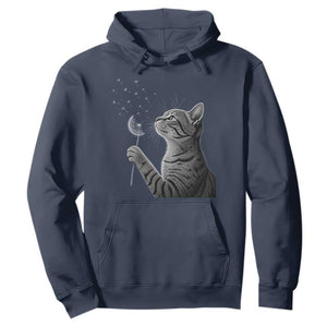 Cat Blowing Dandelion Hoodie Kitten Making A Wish Nature Art TS11 Navy Print Your Wear
