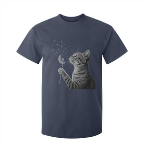 Cat Blowing Dandelion T Shirt For Kid Kitten Making A Wish Nature Art TS11 Navy Print Your Wear
