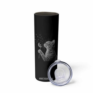 Cat Blowing Dandelion Skinny Tumbler Kitten Making A Wish Nature Art TS11 Print Your Wear