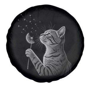 Cat Blowing Dandelion Spare Tire Cover Kitten Making A Wish Nature Art TS11 Print Your Wear