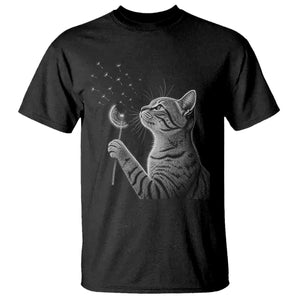 Cat Blowing Dandelion T Shirt Kitten Making A Wish Nature Art TS11 Black Print Your Wear