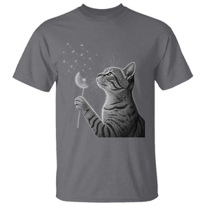 Cat Blowing Dandelion T Shirt Kitten Making A Wish Nature Art TS11 Charcoal Print Your Wear