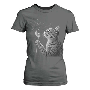 Cat Blowing Dandelion T Shirt For Women Kitten Making A Wish Nature Art TS11 Dark Heather Print Your Wear