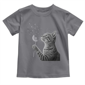 Cat Blowing Dandelion Toddler T Shirt Kitten Making A Wish Nature Art TS11 Charcoal Print Your Wear