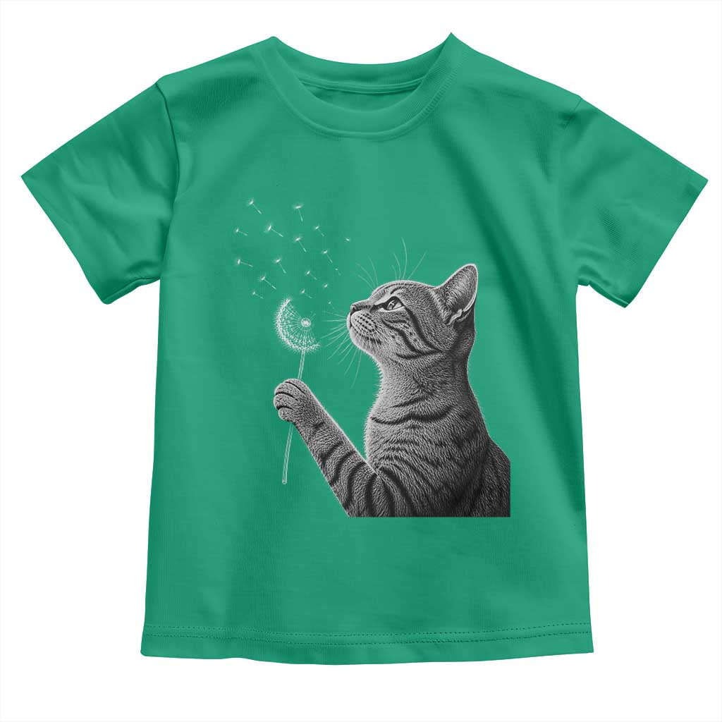 Cat Blowing Dandelion Toddler T Shirt Kitten Making A Wish Nature Art TS11 Irish Green Print Your Wear