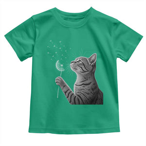 Cat Blowing Dandelion Toddler T Shirt Kitten Making A Wish Nature Art TS11 Irish Green Print Your Wear