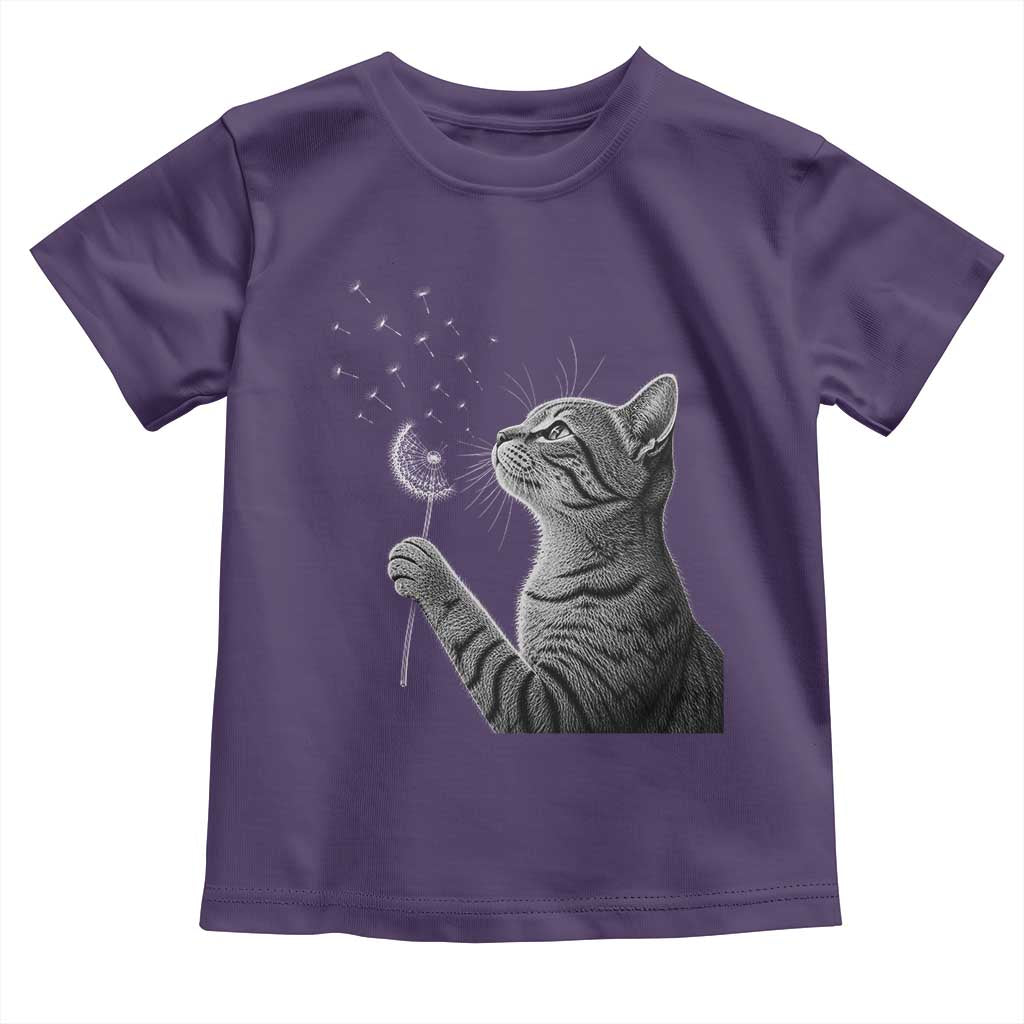 Cat Blowing Dandelion Toddler T Shirt Kitten Making A Wish Nature Art TS11 Purple Print Your Wear