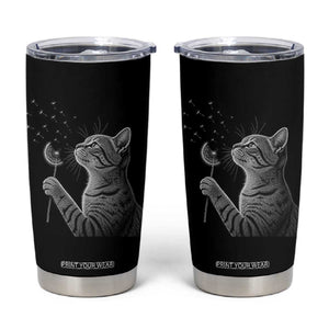 Cat Blowing Dandelion Tumbler Cup Kitten Making A Wish Nature Art TS11 Black Print Your Wear
