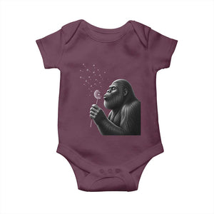 Bigfoot Blowing Dandelion Baby Onesie Funny Sasquatch Making A Wish TS11 Maroon Print Your Wear