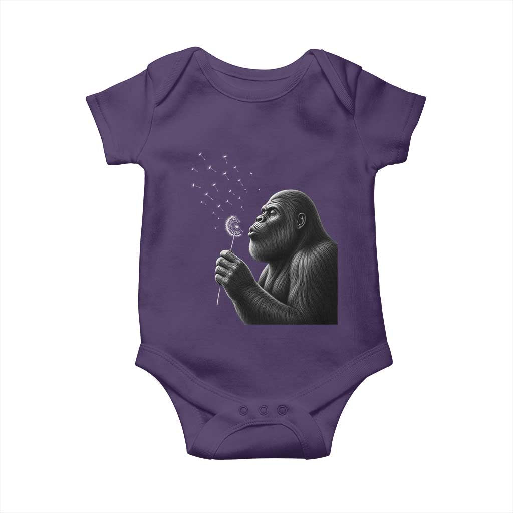 Bigfoot Blowing Dandelion Baby Onesie Funny Sasquatch Making A Wish TS11 Purple Print Your Wear