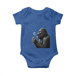 Bigfoot Blowing Dandelion Baby Onesie Funny Sasquatch Making A Wish TS11 Royal Blue Print Your Wear