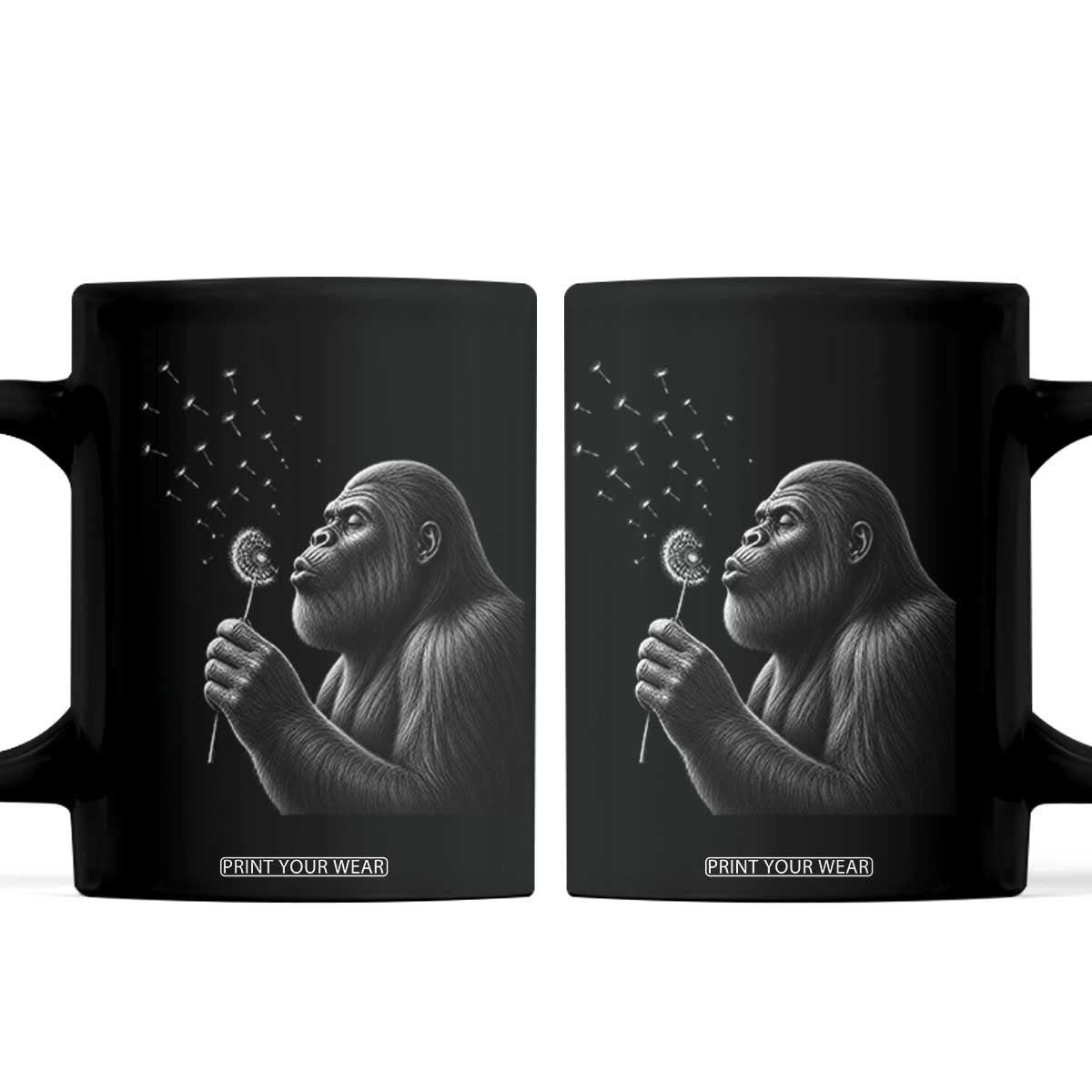 Bigfoot Blowing Dandelion Coffee Mug Funny Sasquatch Making A Wish TS11 Black Print Your Wear