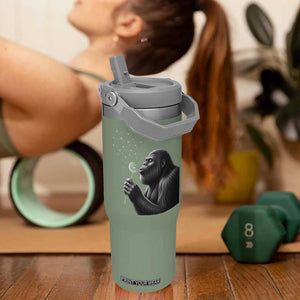 Bigfoot Blowing Dandelion Flip Straw Tumbler Funny Sasquatch Making A Wish TS11 One Size: 30 oz Moss Green Print Your Wear