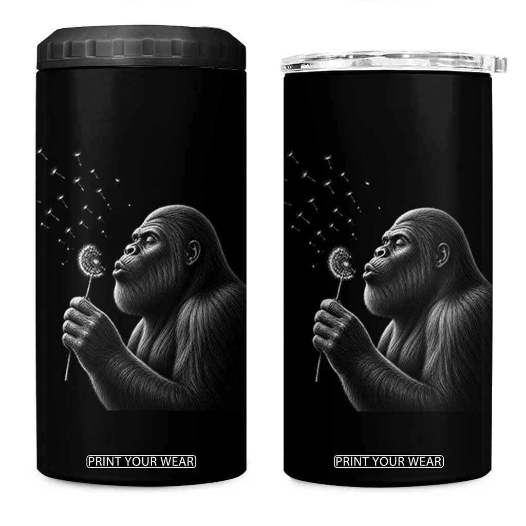 Bigfoot Blowing Dandelion 4 in 1 Can Cooler Tumbler Funny Sasquatch Making A Wish TS11 One Size: 16 oz Black Print Your Wear