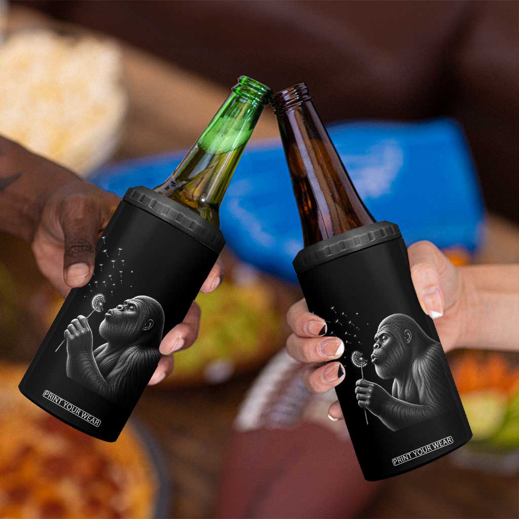Bigfoot Blowing Dandelion 4 in 1 Can Cooler Tumbler Funny Sasquatch Making A Wish TS11 Print Your Wear