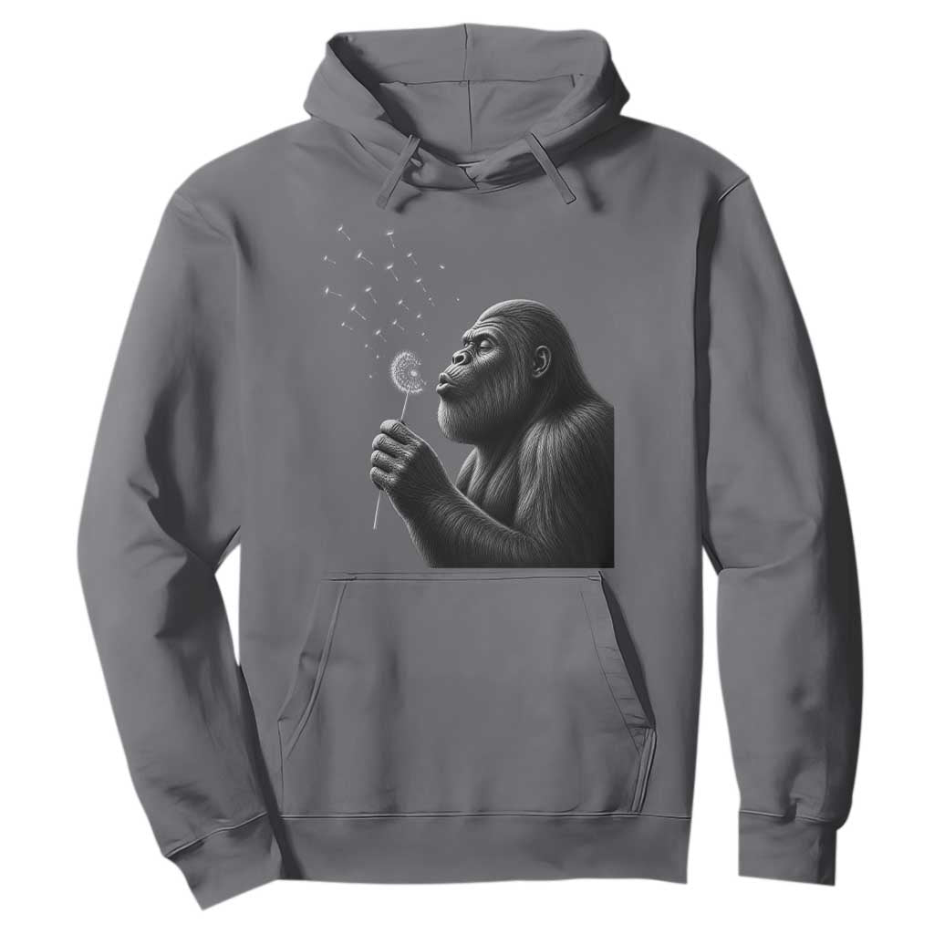 Bigfoot Blowing Dandelion Hoodie Funny Sasquatch Making A Wish TS11 Charcoal Print Your Wear