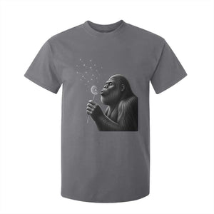 Bigfoot Blowing Dandelion T Shirt For Kid Funny Sasquatch Making A Wish TS11 Charcoal Print Your Wear