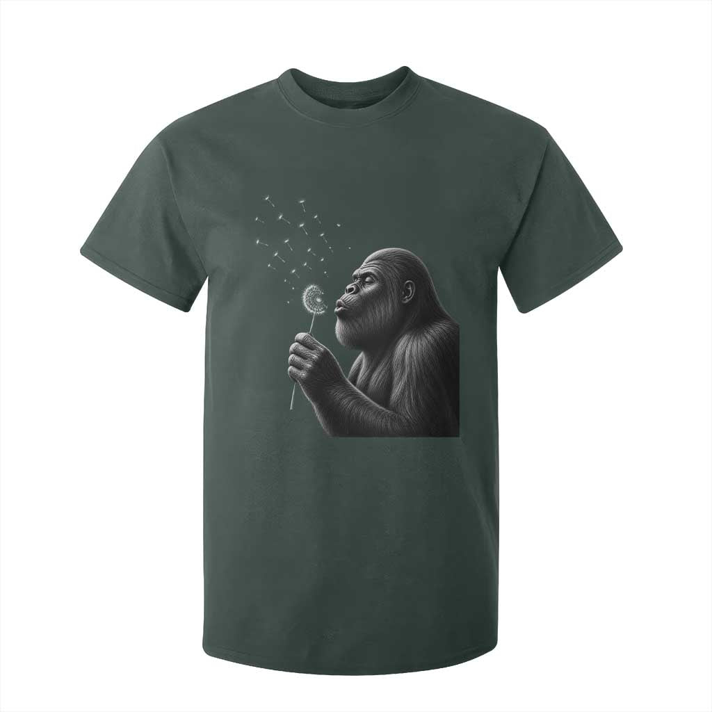 Bigfoot Blowing Dandelion T Shirt For Kid Funny Sasquatch Making A Wish TS11 Dark Forest Green Print Your Wear