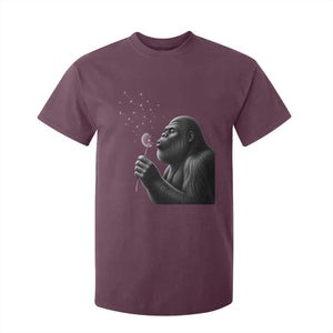 Bigfoot Blowing Dandelion T Shirt For Kid Funny Sasquatch Making A Wish TS11 Maroon Print Your Wear