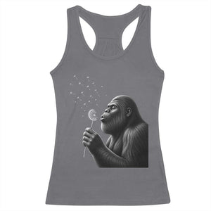 Bigfoot Blowing Dandelion Racerback Tank Top Funny Sasquatch Making A Wish TS11 Charcoal Print Your Wear