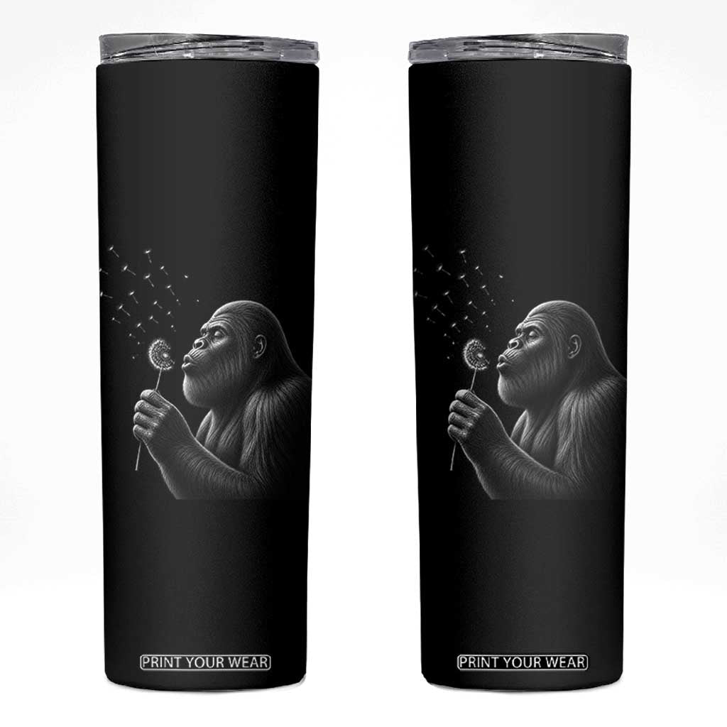 Bigfoot Blowing Dandelion Skinny Tumbler Funny Sasquatch Making A Wish TS11 Black Print Your Wear