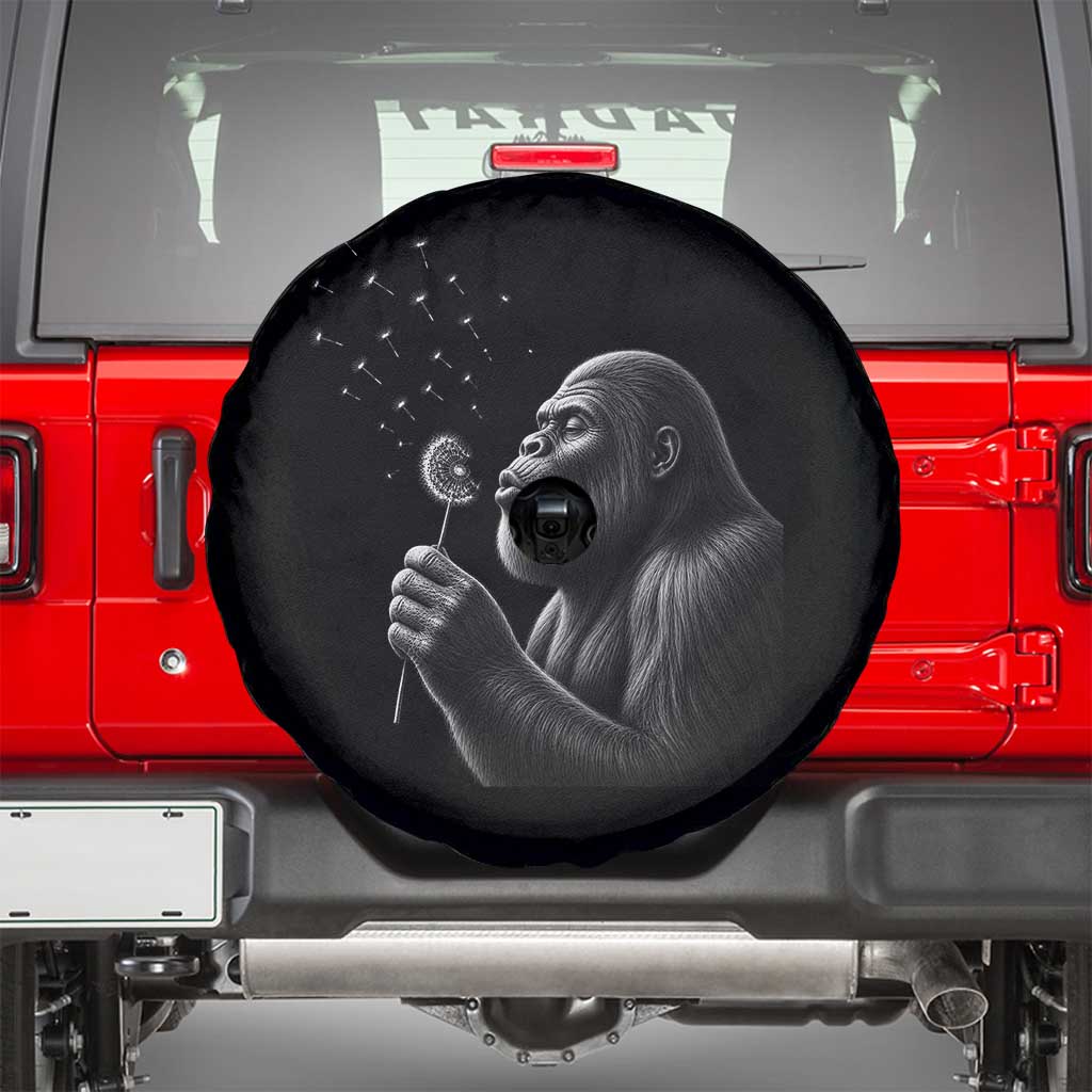 Bigfoot Blowing Dandelion Spare Tire Cover Funny Sasquatch Making A Wish TS11 Black Print Your Wear