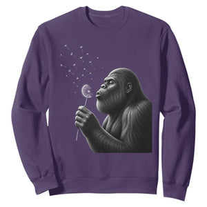 Bigfoot Blowing Dandelion Sweatshirt Funny Sasquatch Making A Wish TS11 Purple Print Your Wear