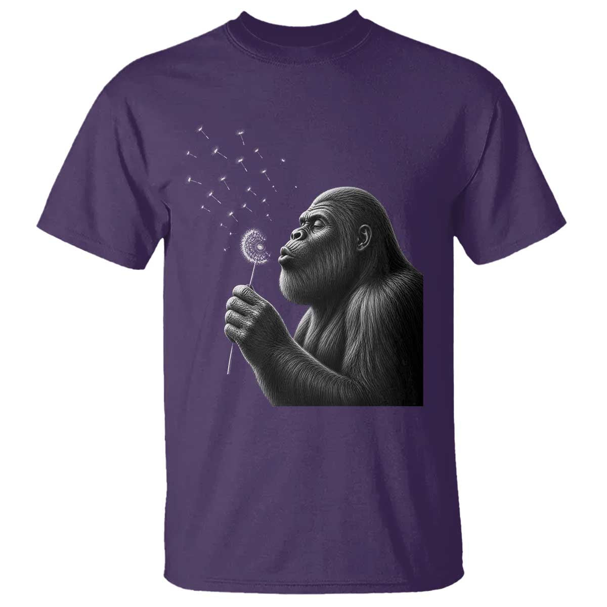 Bigfoot Blowing Dandelion T Shirt Funny Sasquatch Making A Wish TS11 Purple Print Your Wear