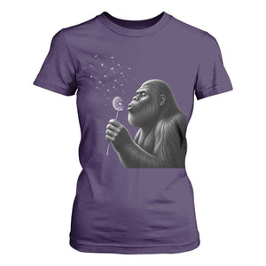 Bigfoot Blowing Dandelion T Shirt For Women Funny Sasquatch Making A Wish TS11 Purple Print Your Wear