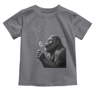 Bigfoot Blowing Dandelion Toddler T Shirt Funny Sasquatch Making A Wish TS11 Charcoal Print Your Wear