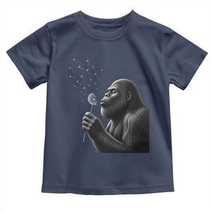 Bigfoot Blowing Dandelion Toddler T Shirt Funny Sasquatch Making A Wish TS11 Navy Print Your Wear