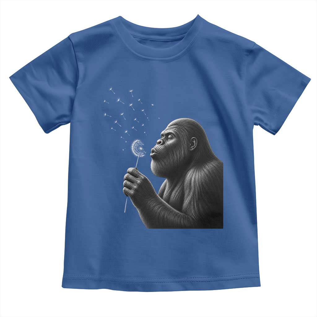 Bigfoot Blowing Dandelion Toddler T Shirt Funny Sasquatch Making A Wish TS11 Royal Blue Print Your Wear