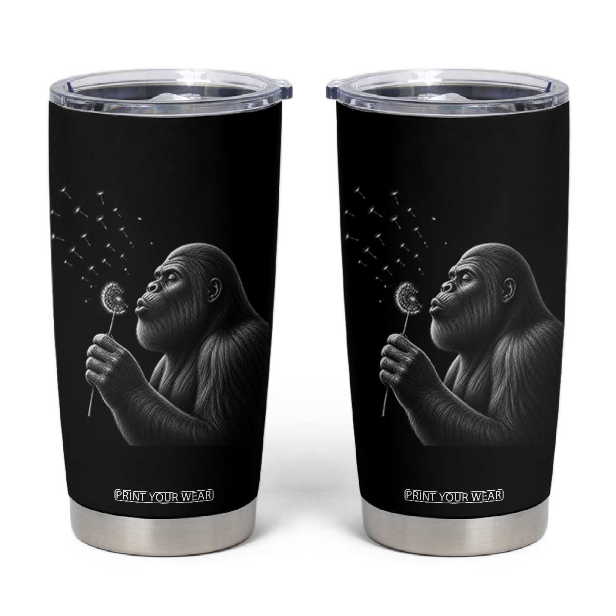 Bigfoot Blowing Dandelion Tumbler Cup Funny Sasquatch Making A Wish TS11 Black Print Your Wear
