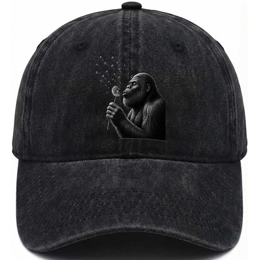 Bigfoot Blowing Dandelion Washed Cotton Baseball Cap Funny Sasquatch Making A Wish TS11 Print Your Wear