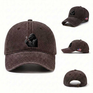 Bigfoot Blowing Dandelion Washed Cotton Baseball Cap Funny Sasquatch Making A Wish TS11 Washed Cap Universal Fit Dark Brown Print Your Wear