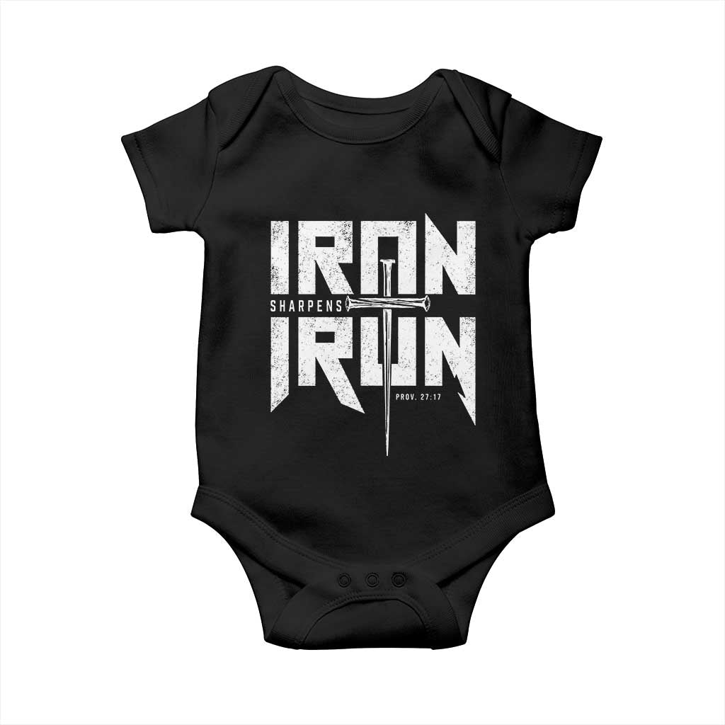 Iron Sharpens Iron Baby Onesie Christian Bible Scripture Gym Workout TS11 Black Print Your Wear