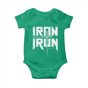 Iron Sharpens Iron Baby Onesie Christian Bible Scripture Gym Workout TS11 Irish Green Print Your Wear