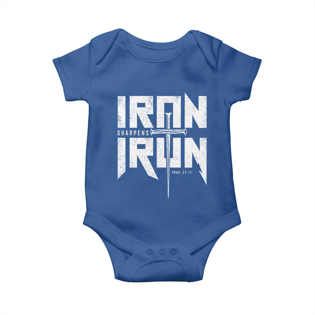 Iron Sharpens Iron Baby Onesie Christian Bible Scripture Gym Workout TS11 Royal Blue Print Your Wear
