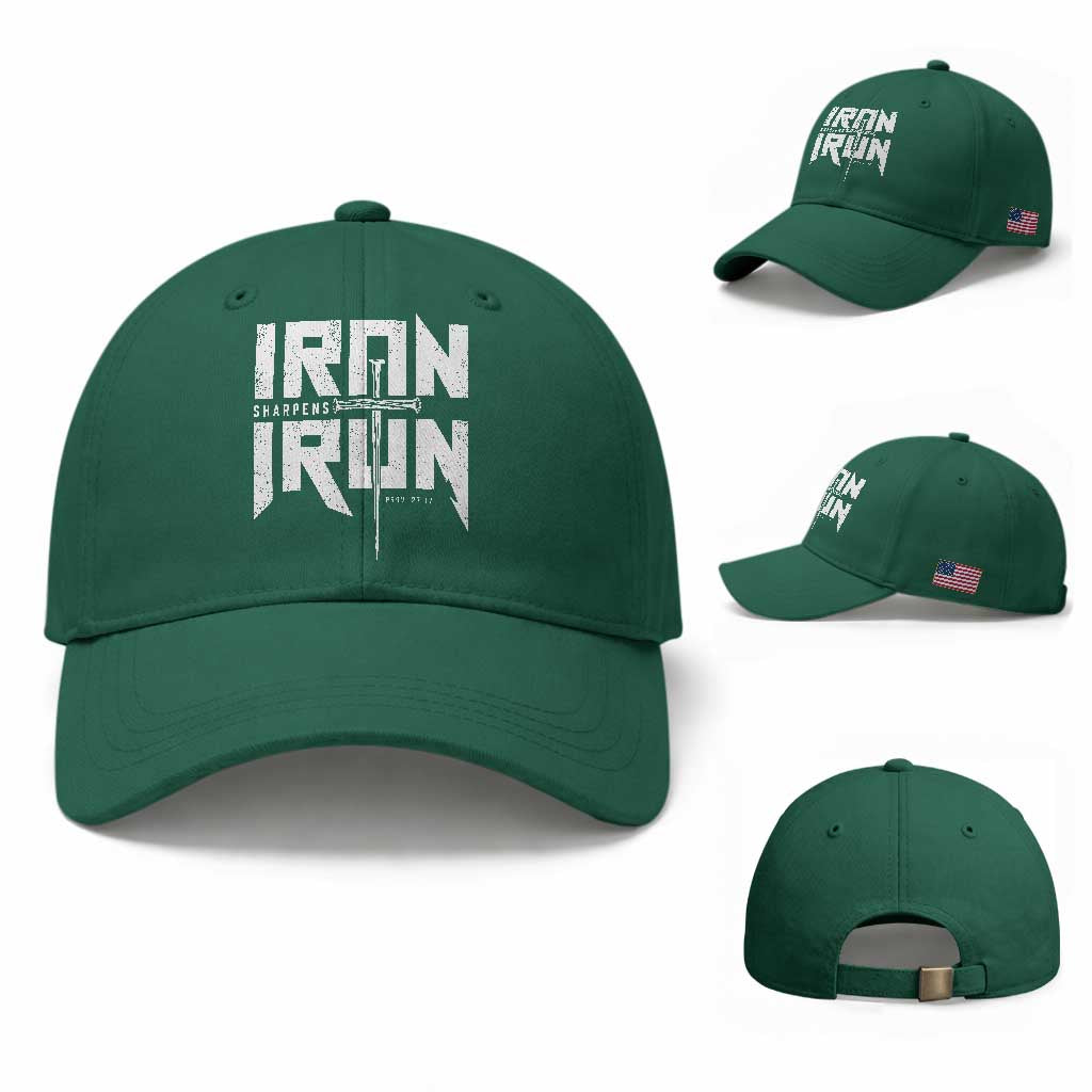 Iron Sharpens Iron Baseball Cap Christian Bible Scripture Gym Workout TS11 Baseball Cap Universal Fit Irish Green Print Your Wear