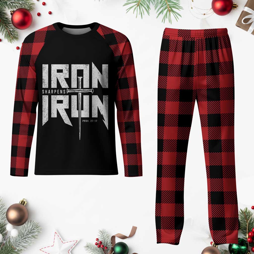 Iron Sharpens Iron Plaid Pajama Set Christian Bible Scripture Gym Workout TS11 Buffalo Plaid Print Your Wear