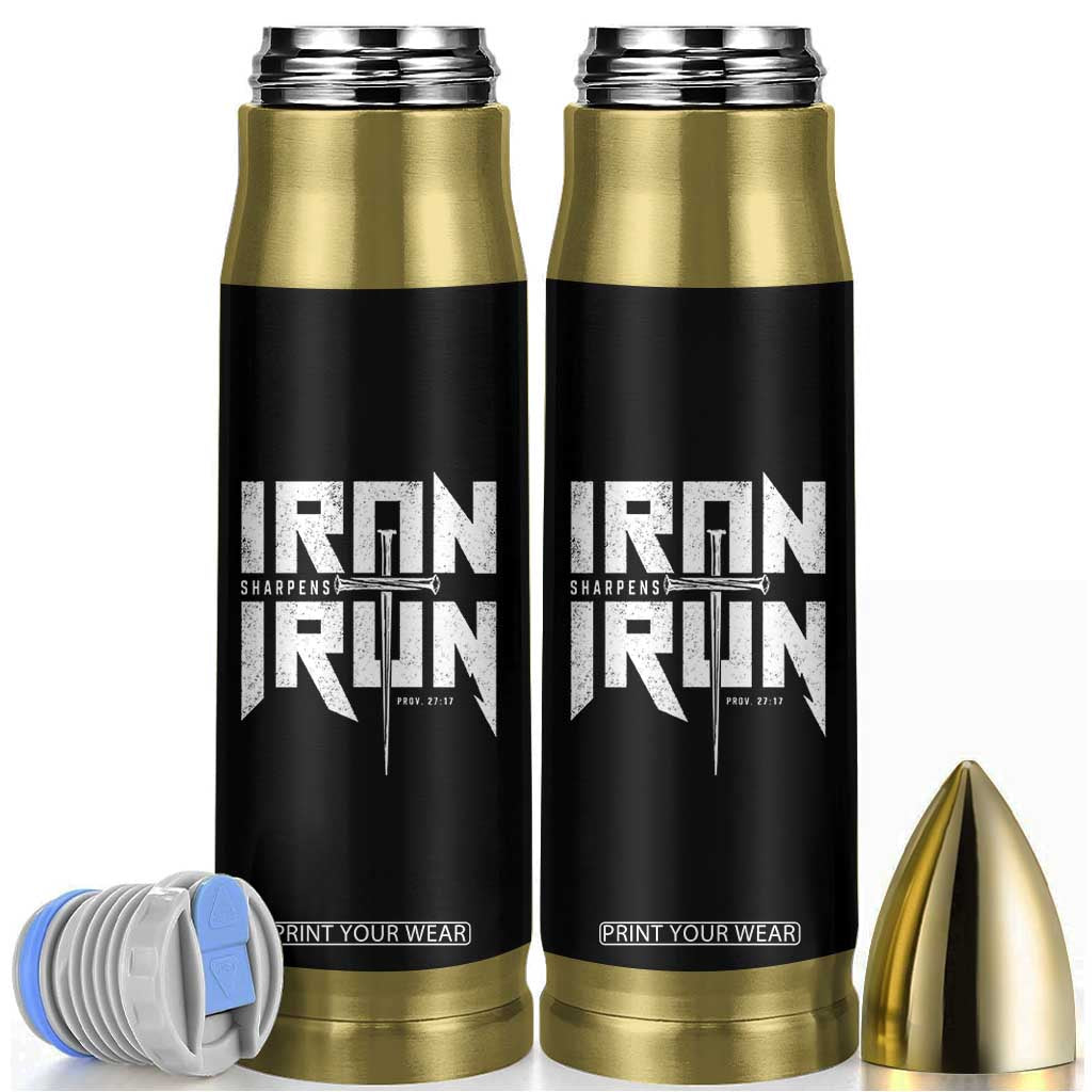Iron Sharpens Iron Bullet Tumbler Christian Bible Scripture Gym Workout TS11 Black Print Your Wear