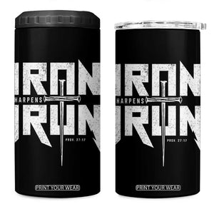 Iron Sharpens Iron 4 in 1 Can Cooler Tumbler Christian Bible Scripture Gym Workout TS11 One Size: 16 oz Black Print Your Wear