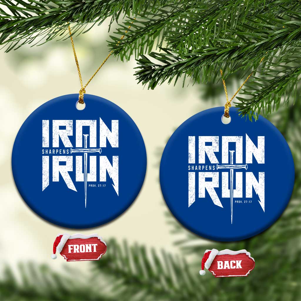Iron Sharpens Iron Ceramic Ornament Christian Bible Scripture Gym Workout TS11 1pc Blue Print Your Wear
