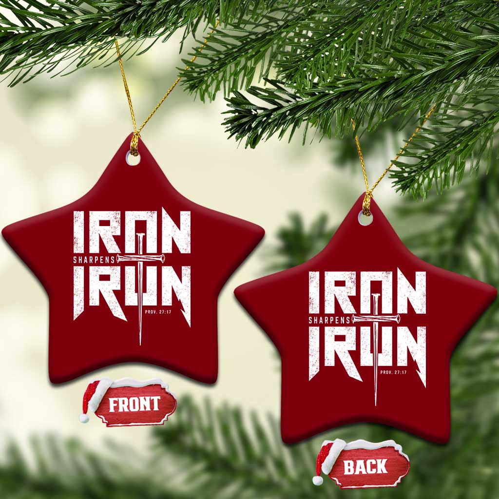 Iron Sharpens Iron Ceramic Ornament Christian Bible Scripture Gym Workout TS11 Print Your Wear