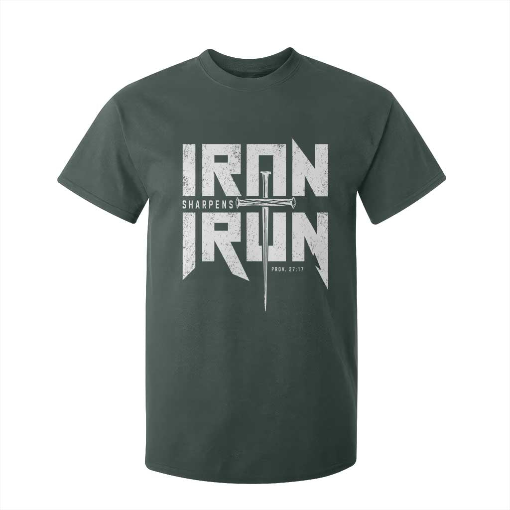 Iron Sharpens Iron T Shirt For Kid Christian Bible Scripture Gym Workout TS11 Dark Forest Green Print Your Wear