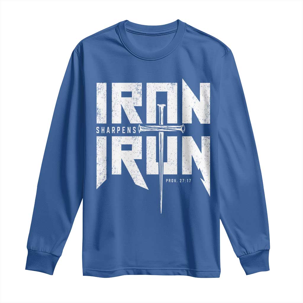 Iron Sharpens Iron Long Sleeve Shirt Christian Bible Scripture Gym Workout TS11 Royal Blue Print Your Wear