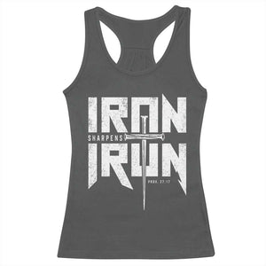 Iron Sharpens Iron Racerback Tank Top Christian Bible Scripture Gym Workout TS11 Dark Heather Print Your Wear